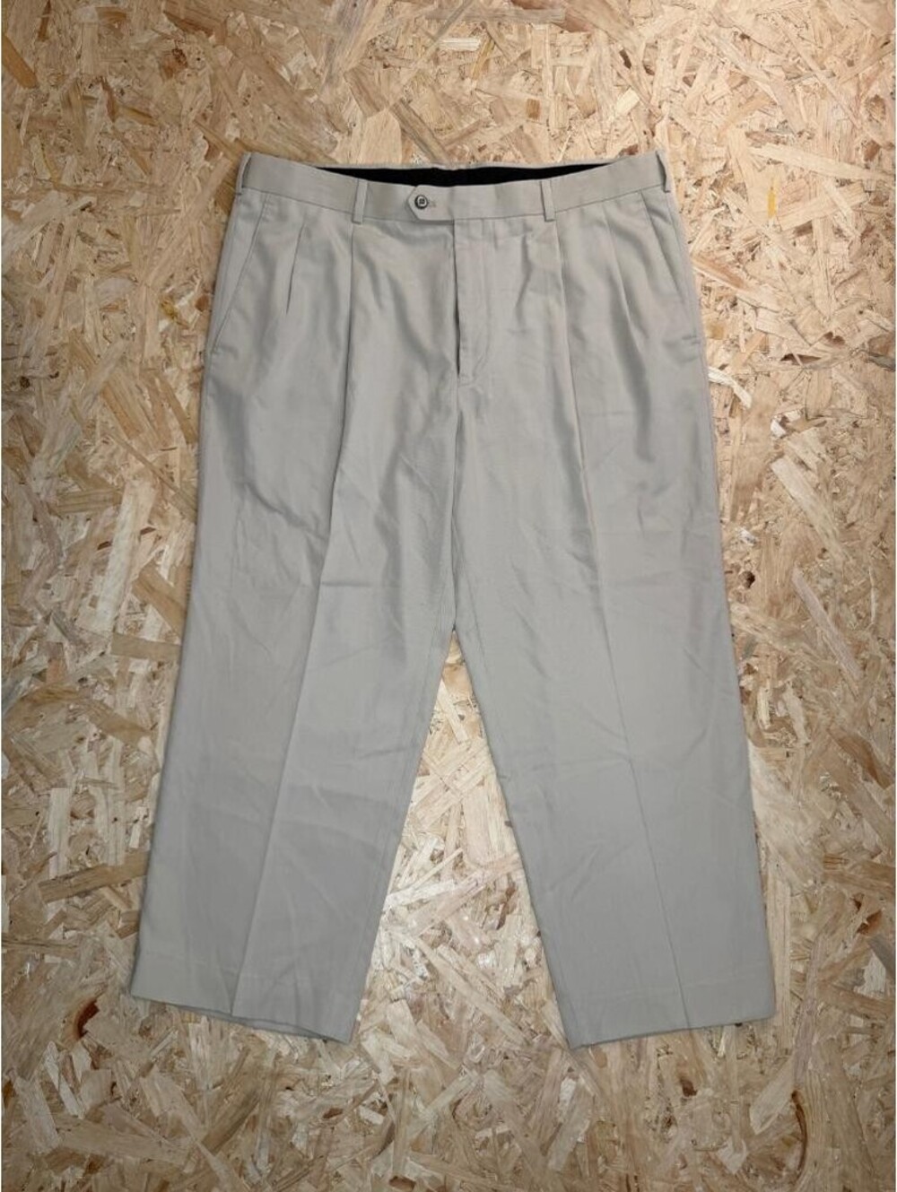 Stafford Essentials Mens Dress Pants 38x29 Beige Pleated Classic Fit Khaki